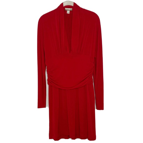 Boston Proper Dresses & Skirts - Boston Proper Andrea Behar Ruched Red Bodycon Long Sleeve Party Dress Size M C2